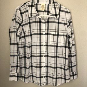 Plaid Long Sleeve Cotton Women's Blouse